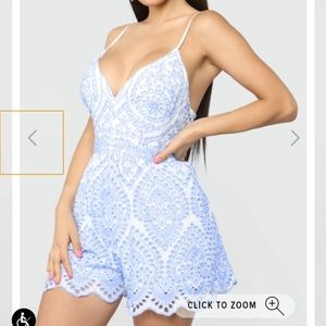 Light blue amd white romper